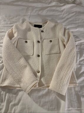 Women's Cream Button-Front Bouclé Jacket